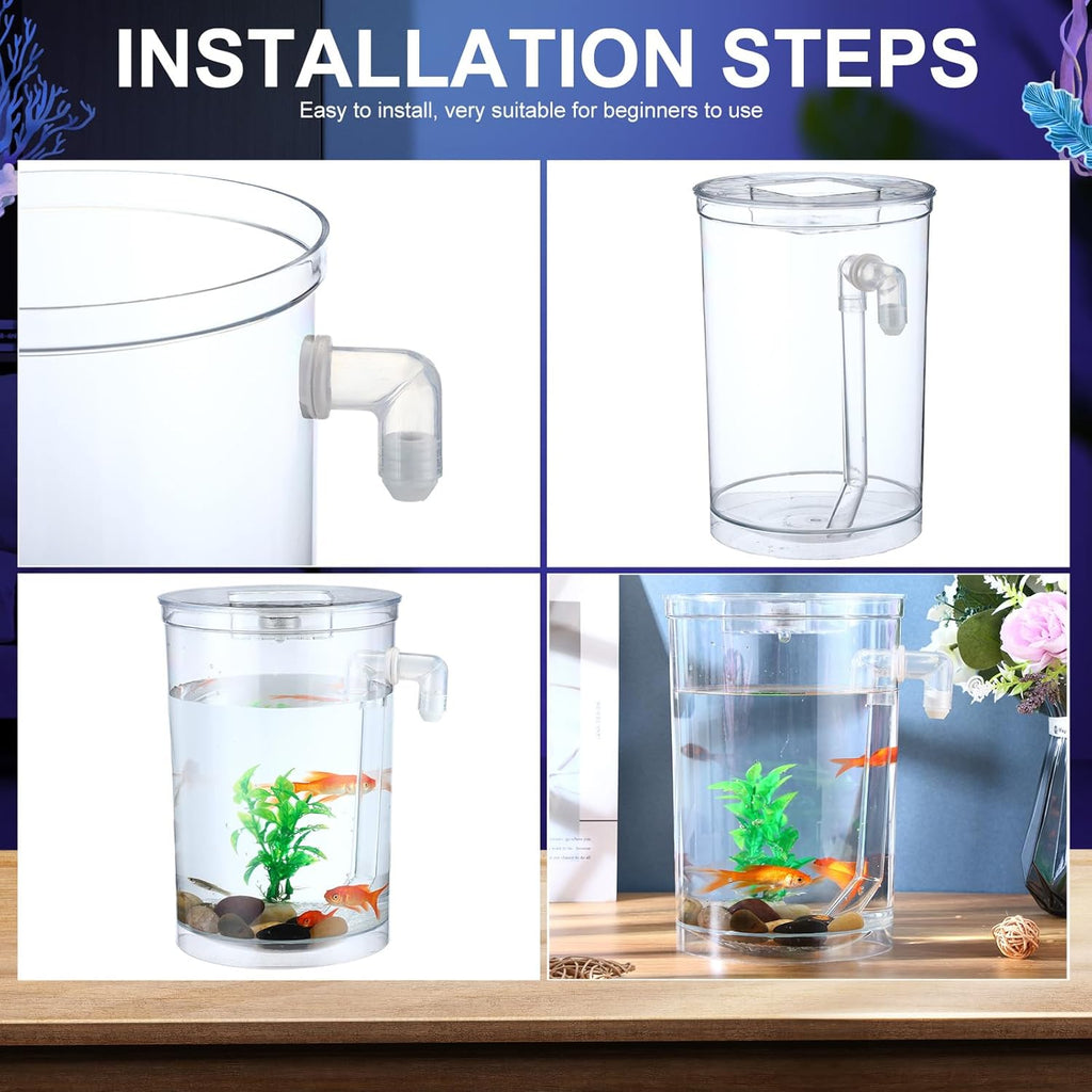 2 Pack Betta Fish Tank 360 Aquarium 1 Gallon Self Cleaning Fish Bowl Starter Kit W64461