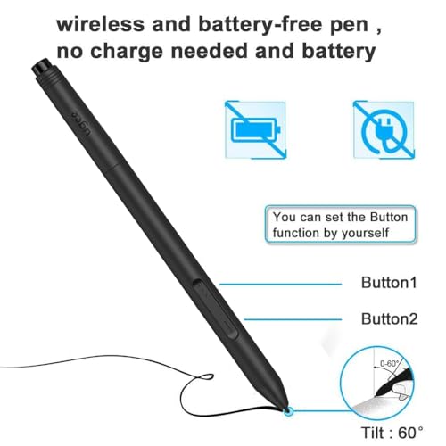 Graphics Drawing Tablet 10x6 Inch with 8 Hot Keys and Battery-Free Stylus C932935