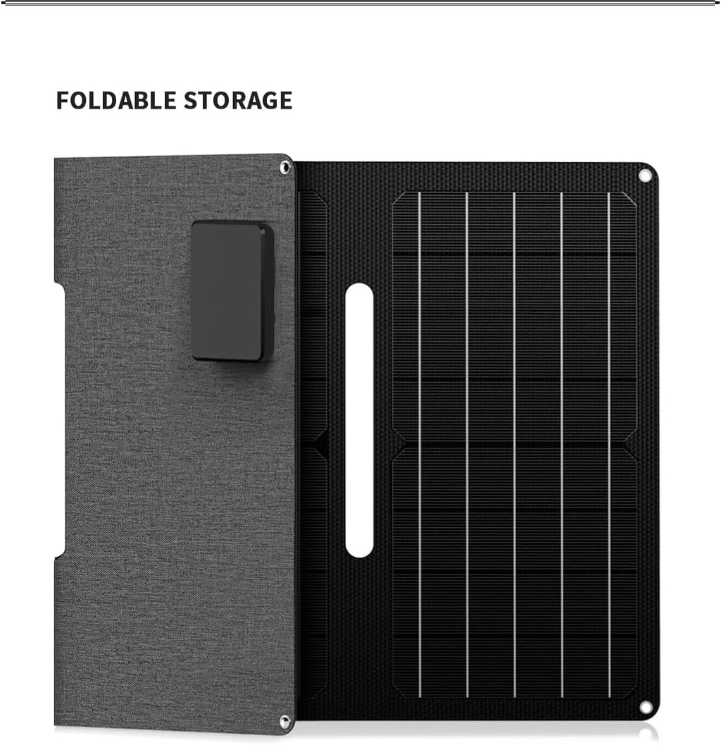Foldable 30W Solar Panel Battery Charger with USB & DC Output for Camping T647