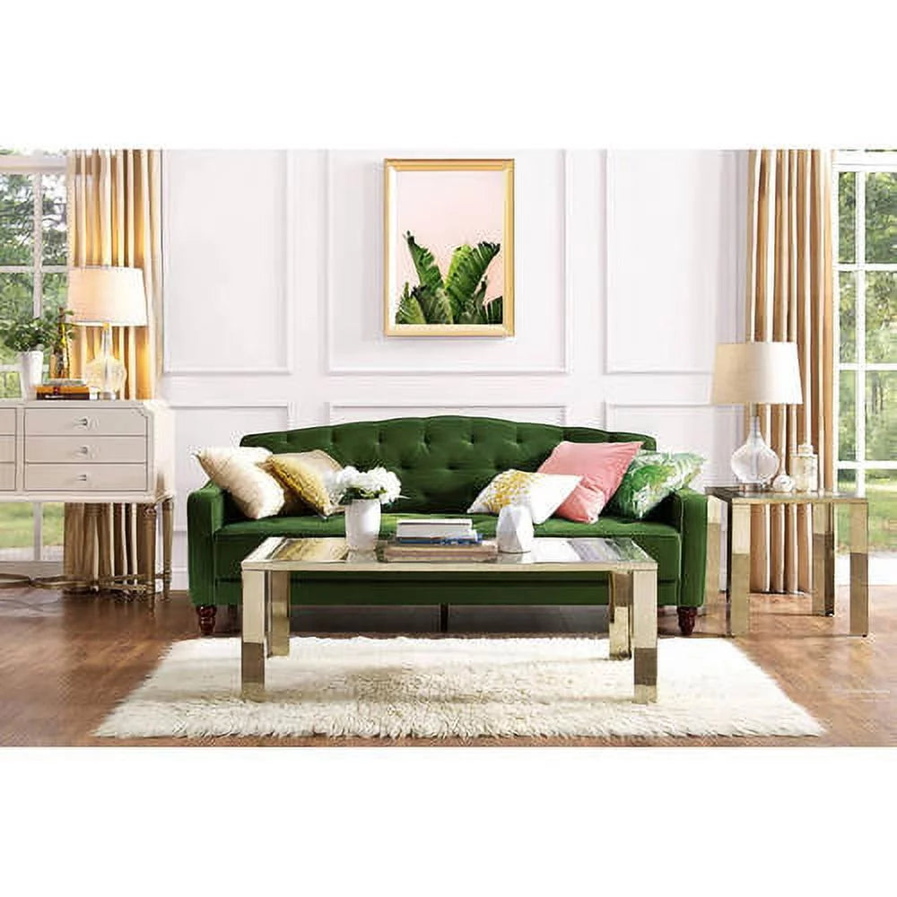 Vintage Tufted Sofa Sleeper, Green Velvet L954601