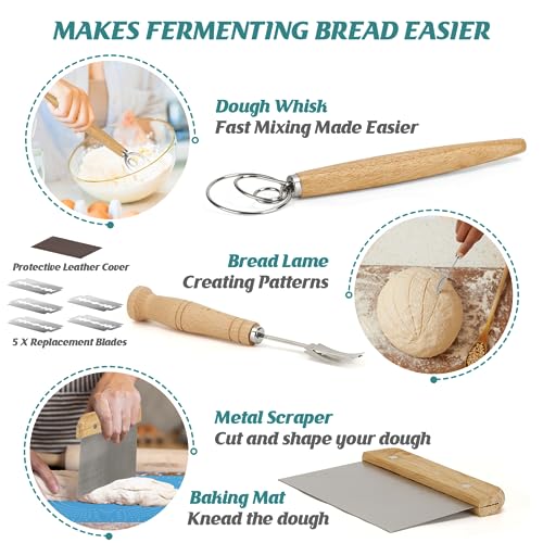 Bread Proofing Basket Set of 2, 9 Inch Round, Sourdough Starter Kit Q803899