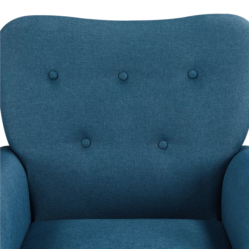 Modern Upholstered Accent Chair with Wooden Leg, Navy Blue Q80234