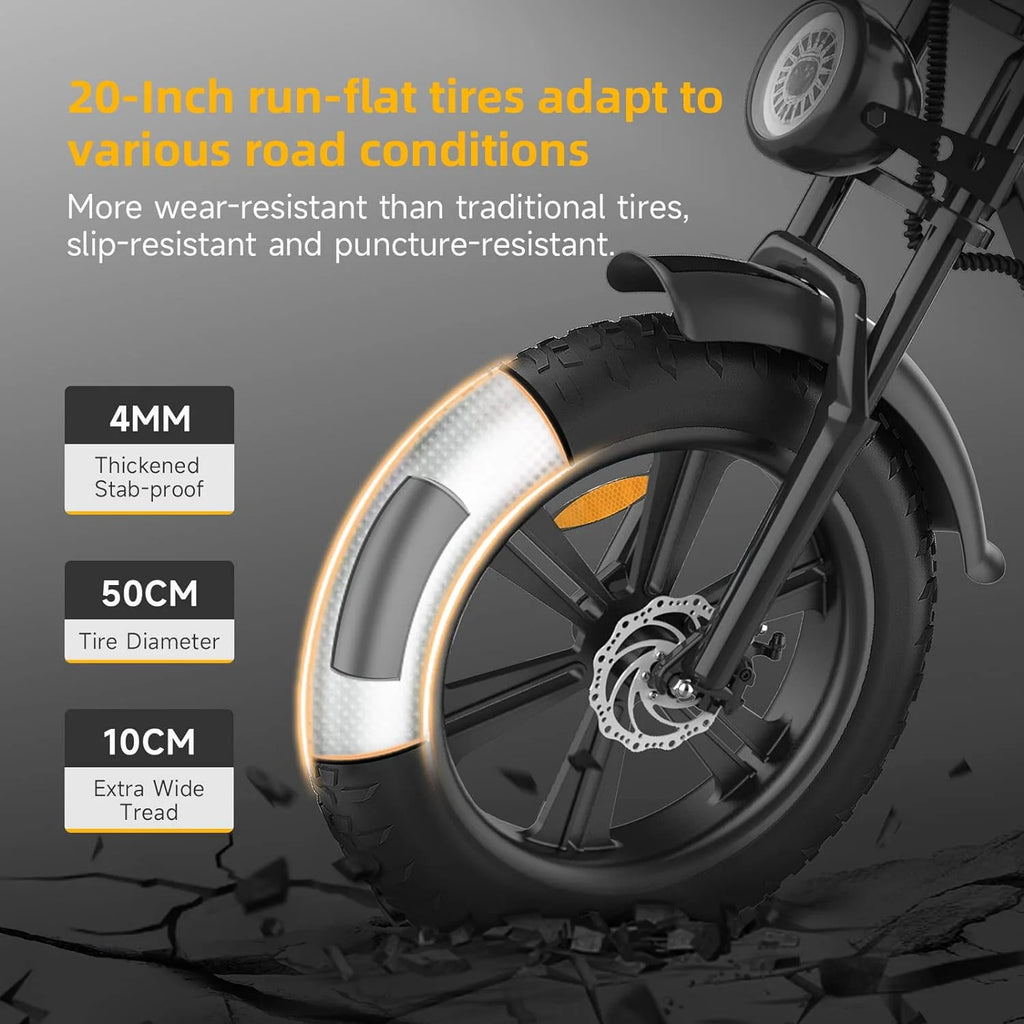 Electric Bike for Adults 20" Fat Tire 1500W Motor 48V 18AH Removable Battery I622