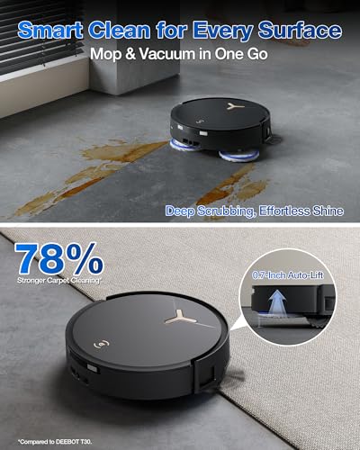 Robot Vacuum and Mop, 18500Pa Suction, Auto-Lift, Self-Emptying C481