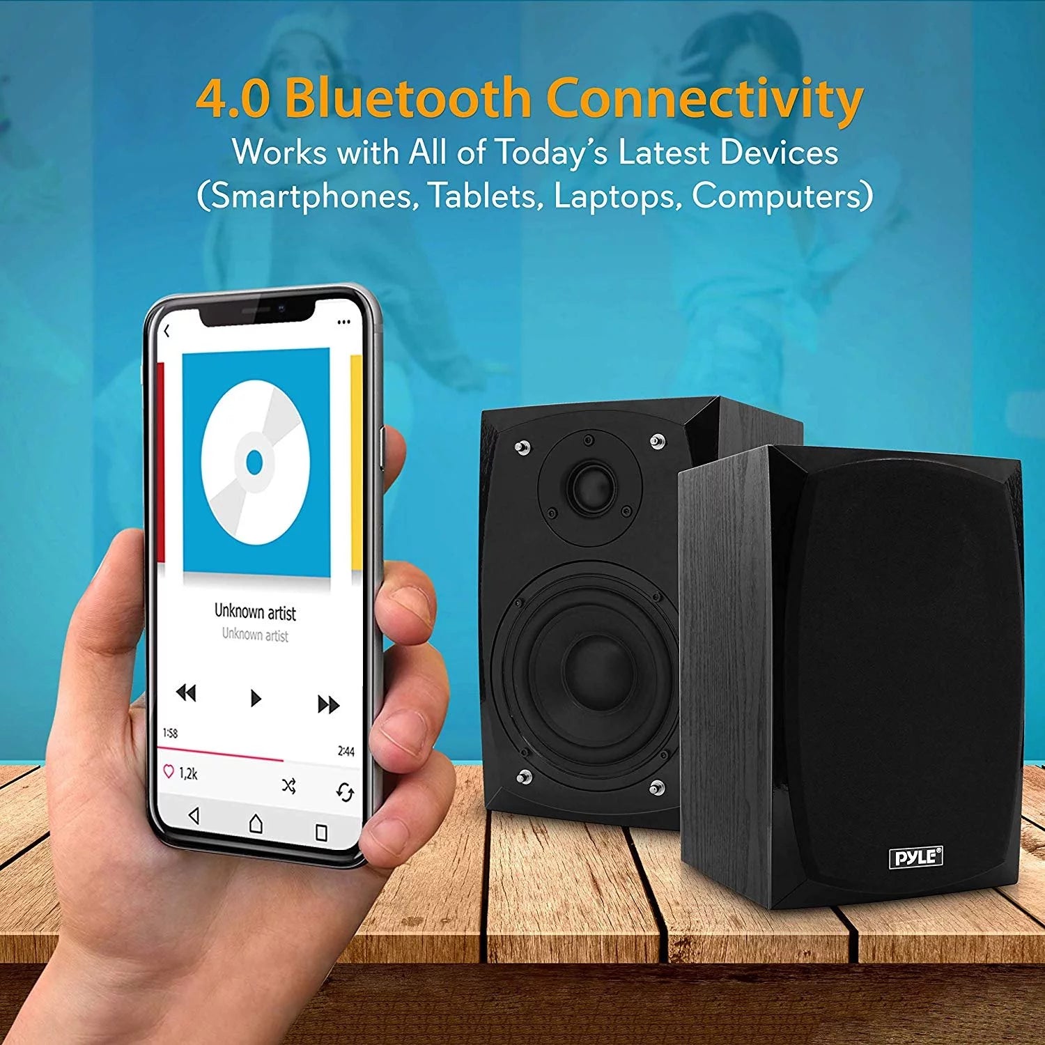 Bluetooth Bookshelf Speakers, Black V846