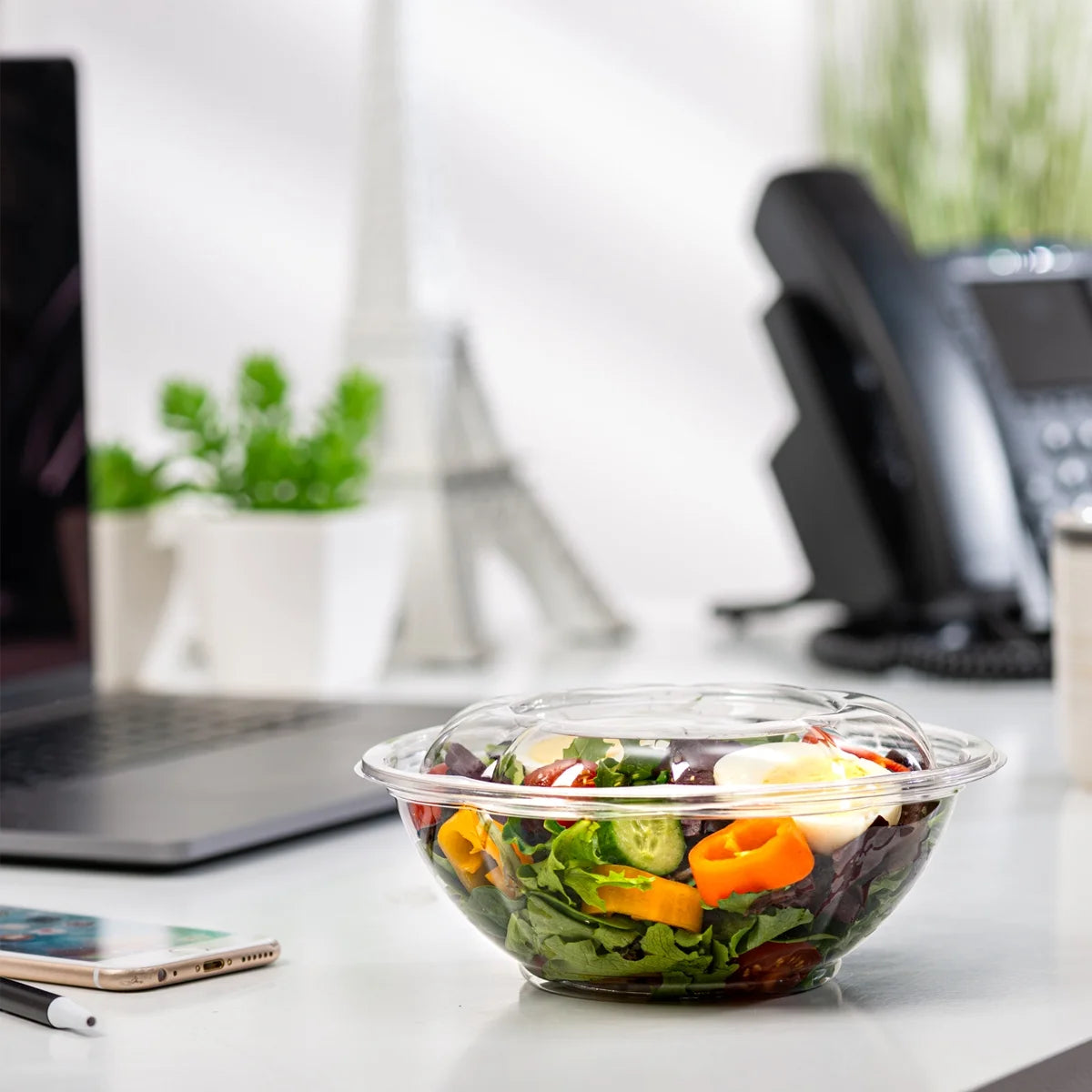 Disposable Salad Bowls with Lids, 50-Pack D4502