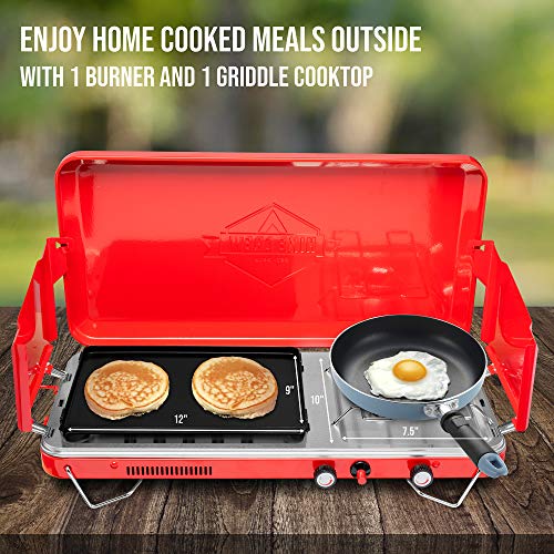 2-in-1 Gas Camping Stove and Griddle with Portable Propane Burner L5161