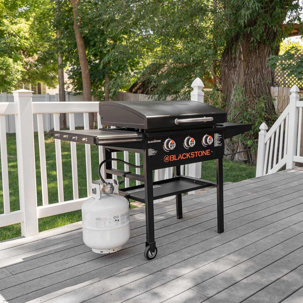 28 Inch 3-Burner Outdoor Flat Top Grill with Hood and Seasoning B121679