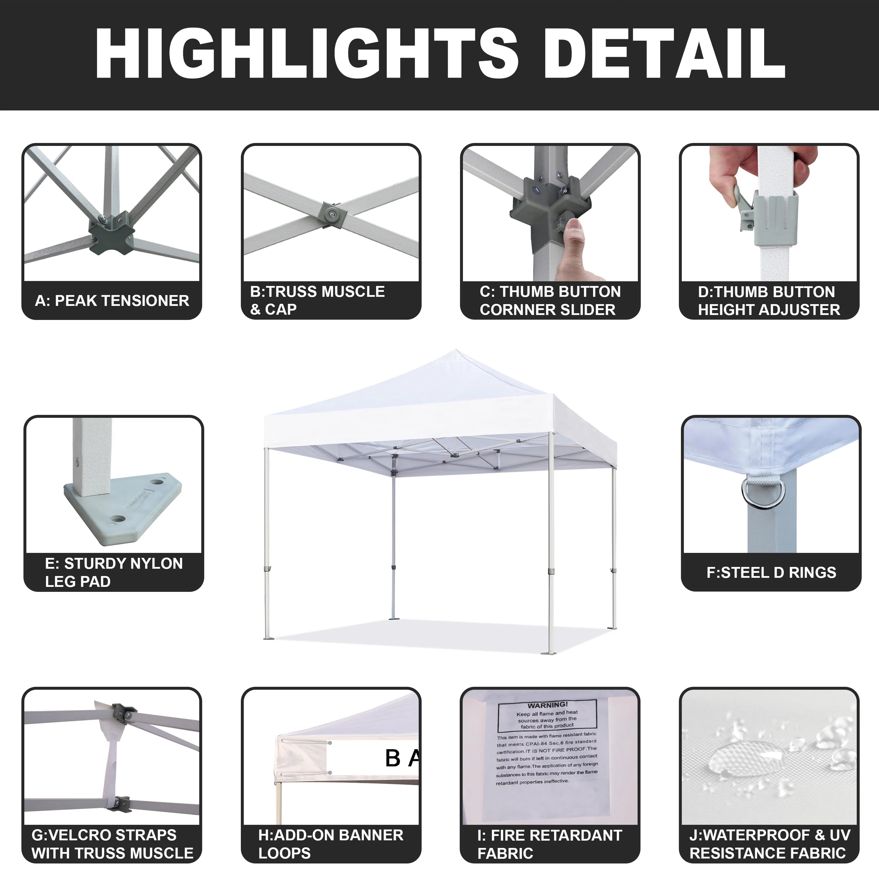 5x5 Pop Up Canopy Outdoor Heavy Duty Tent S75389