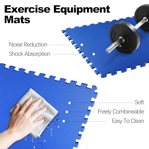 Interlocking Foam Gym Flooring Mat, 1 Inch Thick, 6 Tiles, Black C4472