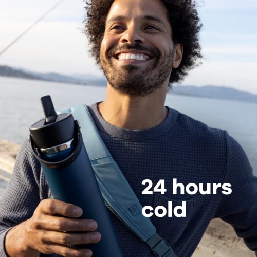 Wide Mouth insulated stainless steel water bottle with leakproof straw lid I4904