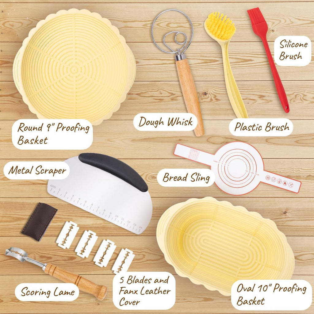 Sourdough Proofing Basket Set of 2, Round 9" & Oval 10" I604