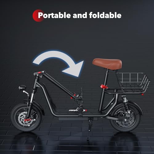 Electric Scooter with Seat, Long Range, Adjustable Handlebar, Dual Suspension V27936