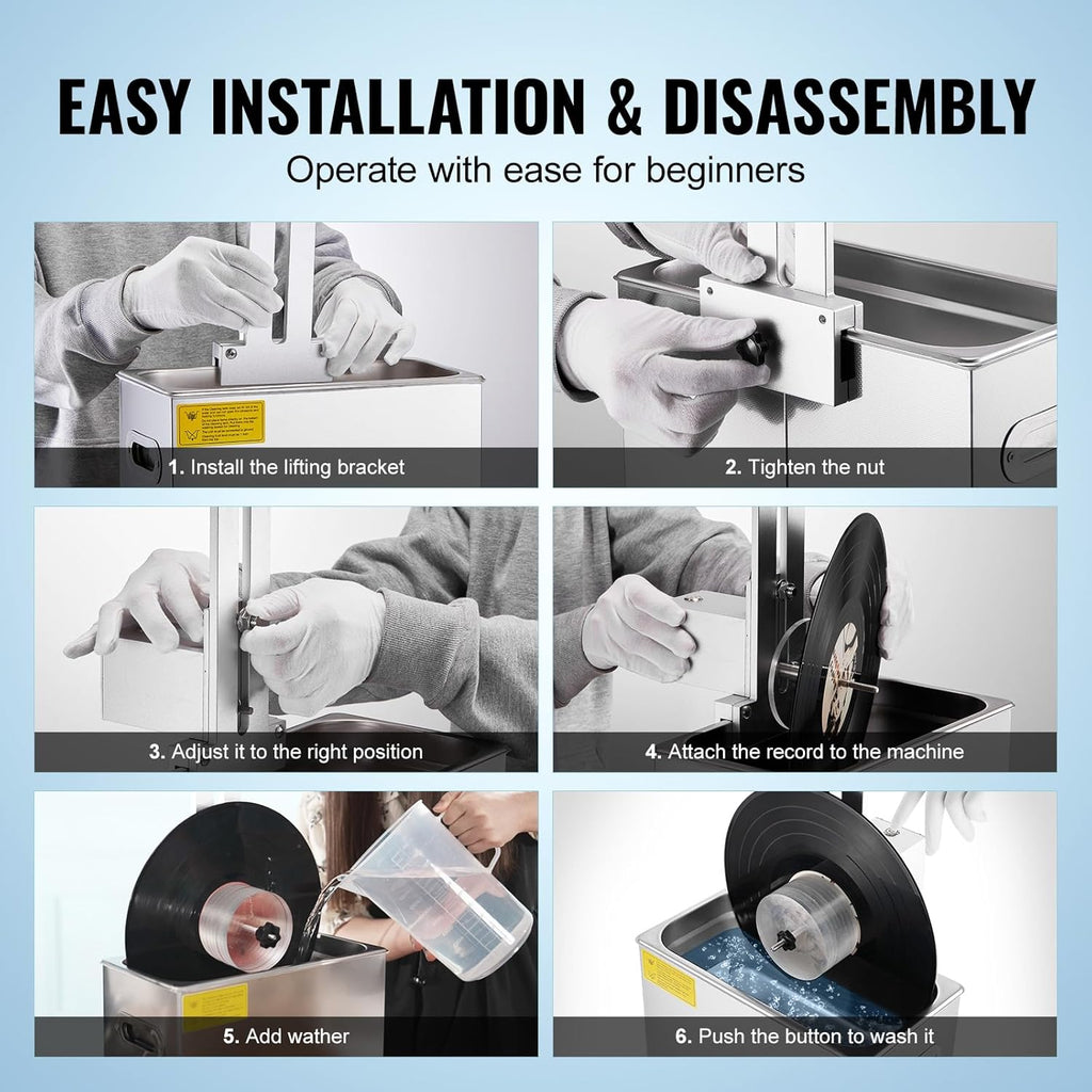 Ultrasonic Vinyl Record Cleaner, 6L, 180W with Drying Rack E953052