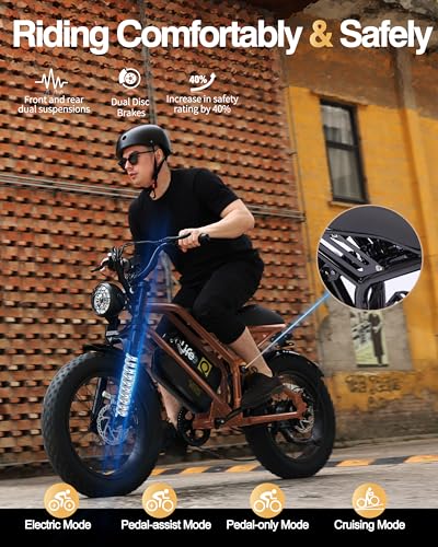 Electric Bike for Adults 1500W Peak Motor 20" Fat Tires 28MPH Removable Battery Dual Suspension 7-Speed M72522