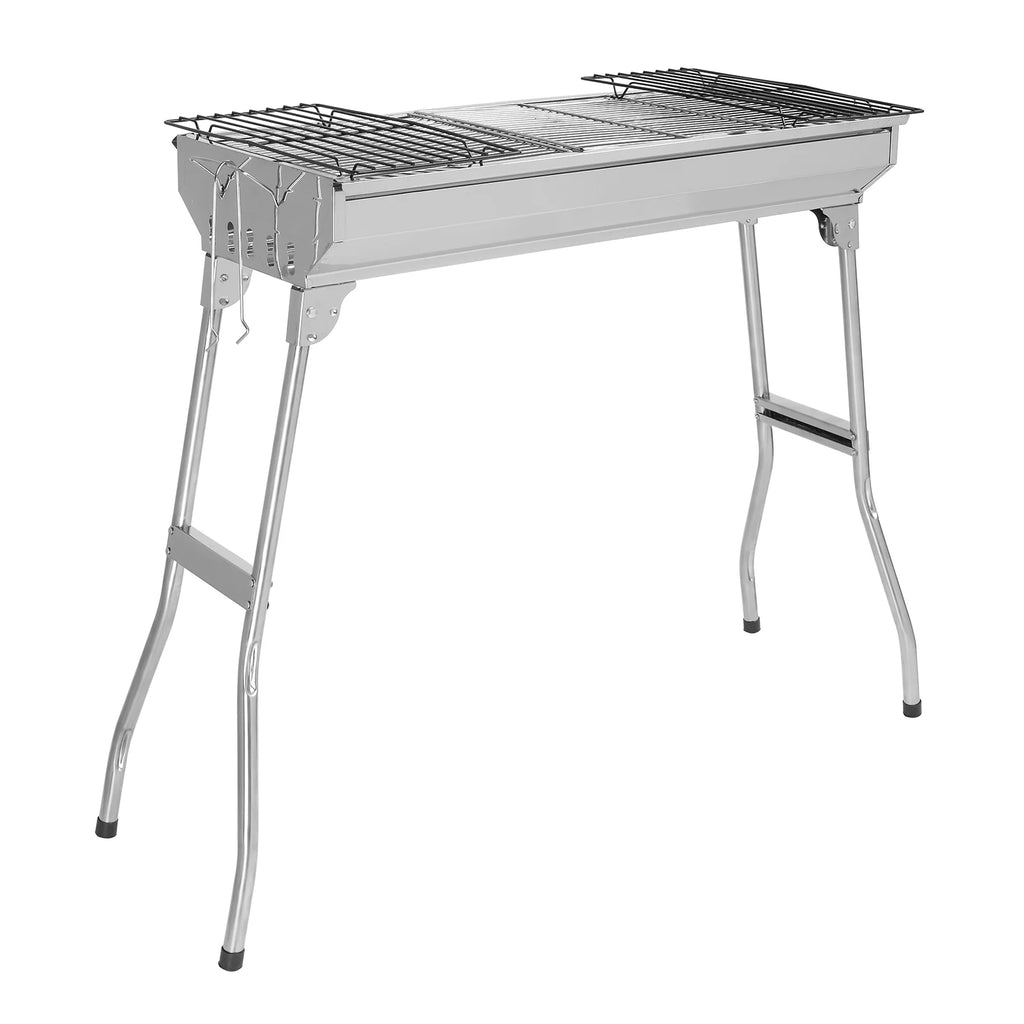 Outdoor Barbecue Portable Charcoal Grill, Stainless Steel Camping Cooker D965304