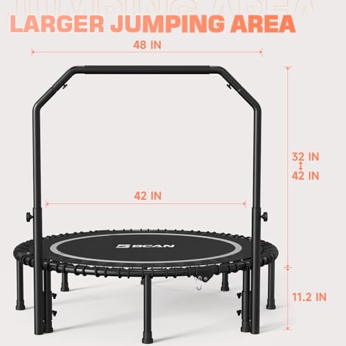 Foldable Mini Trampoline with Adjustable Foam Handle M67736
