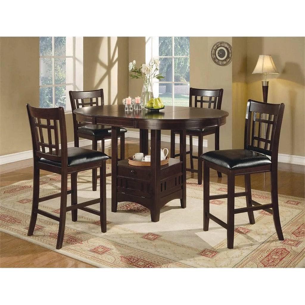 5-Piece Counter Height Dining Room Set Espresso and Black E80852