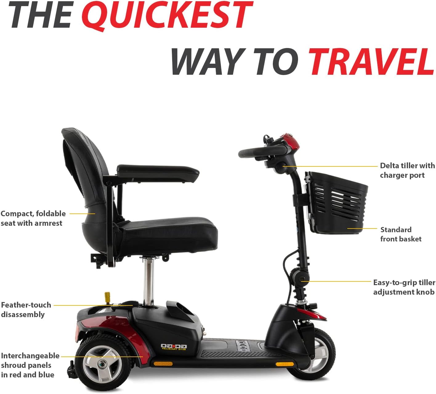 Electric Mobility Scooter for Adults, 3-Wheel, Indoor & Outdoor Travel T2231