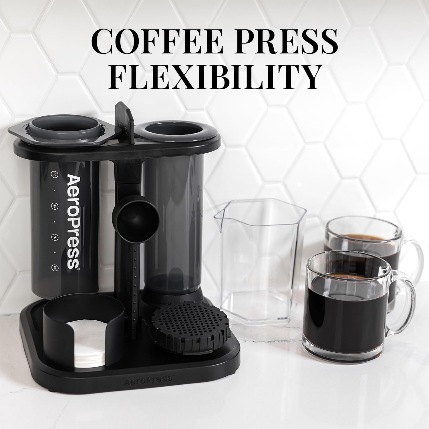 AeroPress Organizer Stand, Compact Storage for Coffee Maker and Accessories, Black Q27507