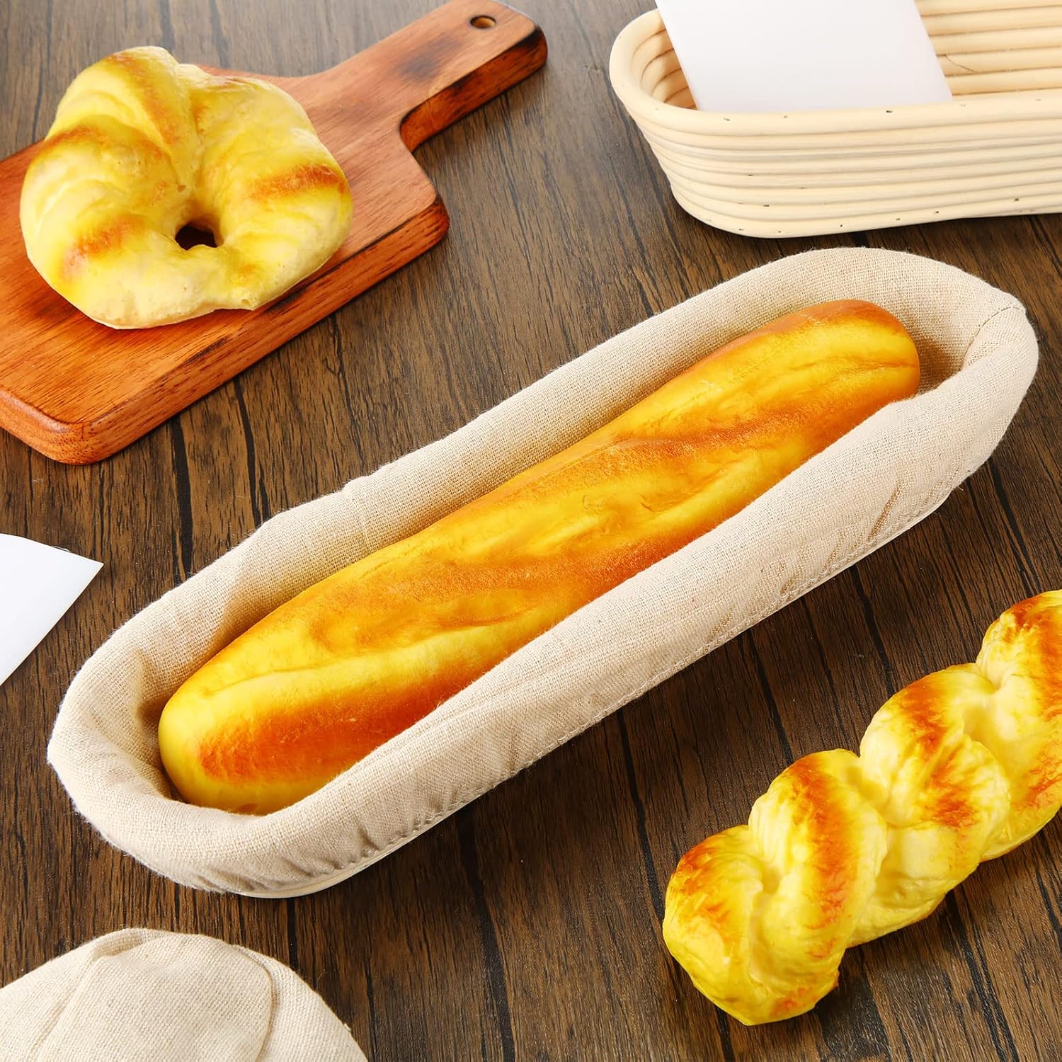 Oval Banneton Bread Proofing Basket with Liners, 13.8 Inch, Set of 4 O383476
