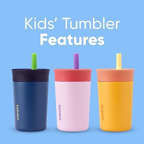 Kids Insulated Stainless Steel Tumbler with Straw, 12 oz, Pink and Purple J36239