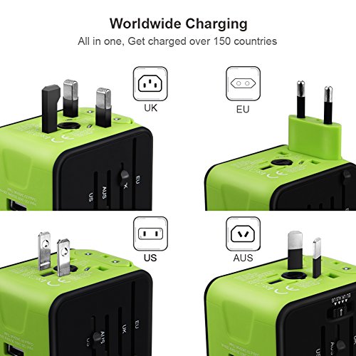 Universal Travel Adapter with USB and Type C, UK/US/AUS/EU Plugs N64661