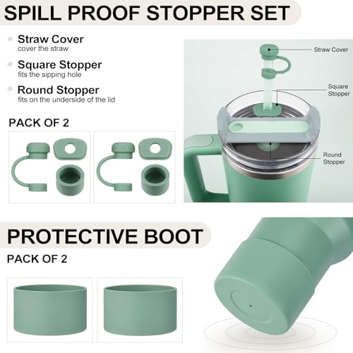 Silicone Spill Proof Stopper Set with Straw Cover Cap for 30oz 40oz Tumbler D5250