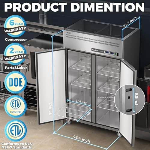 Commercial Refrigerator and Freezer Combo, 54 Cu.ft, 72" W O5990