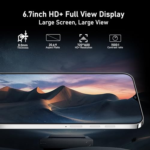 Unlocked 5G Smartphone, Android 13, 8GB+256GB, 6.7" HD Screen, 6800mAh, Dual SIM K35182