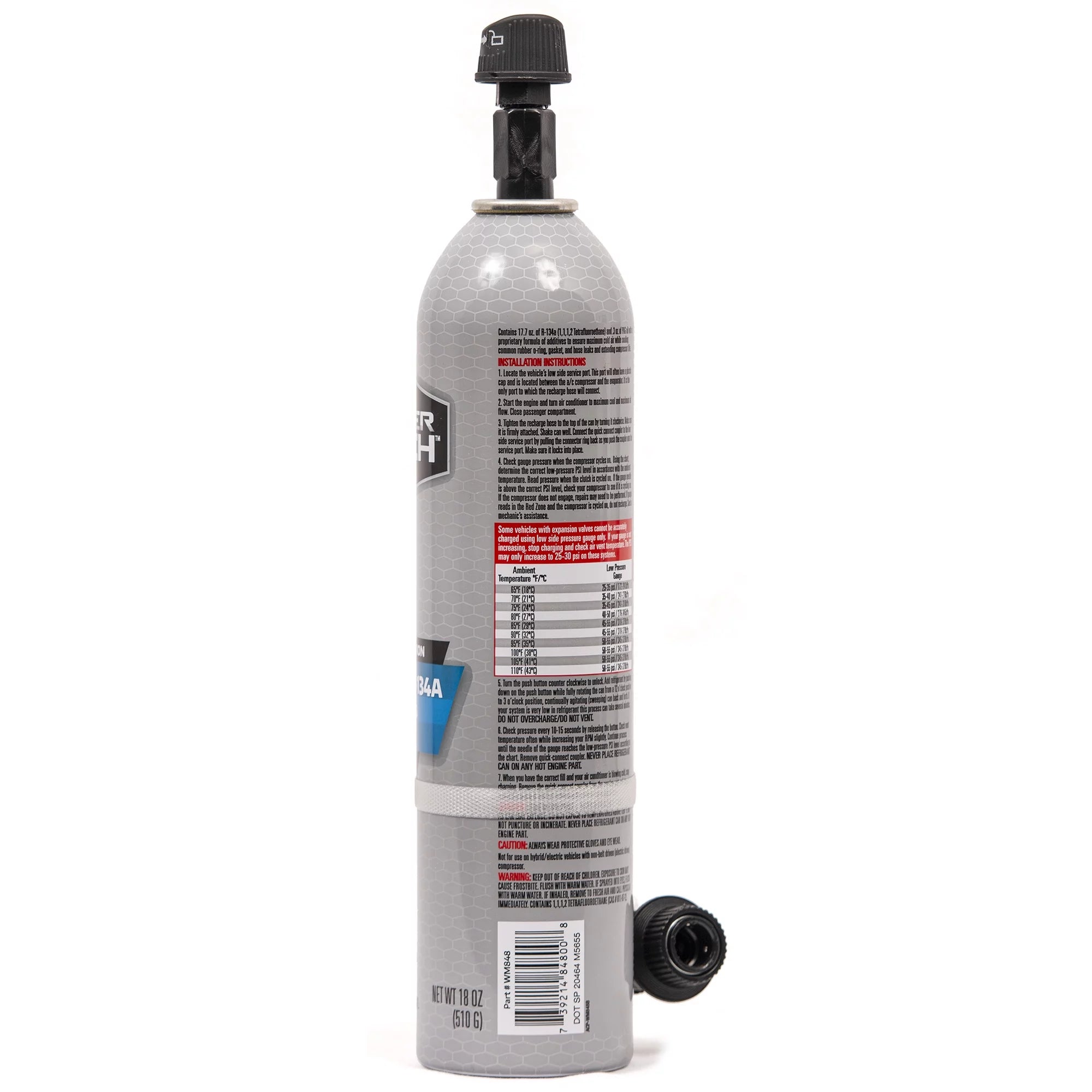 R-134a Automotive Refrigerant with Reusable Hose and Gauge, 18 oz O826760