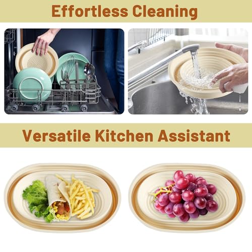 Sourdough Bread Proofing Basket Set with Linen Liner, 9.5 Inch Round & 10.5 Inch Oval M685