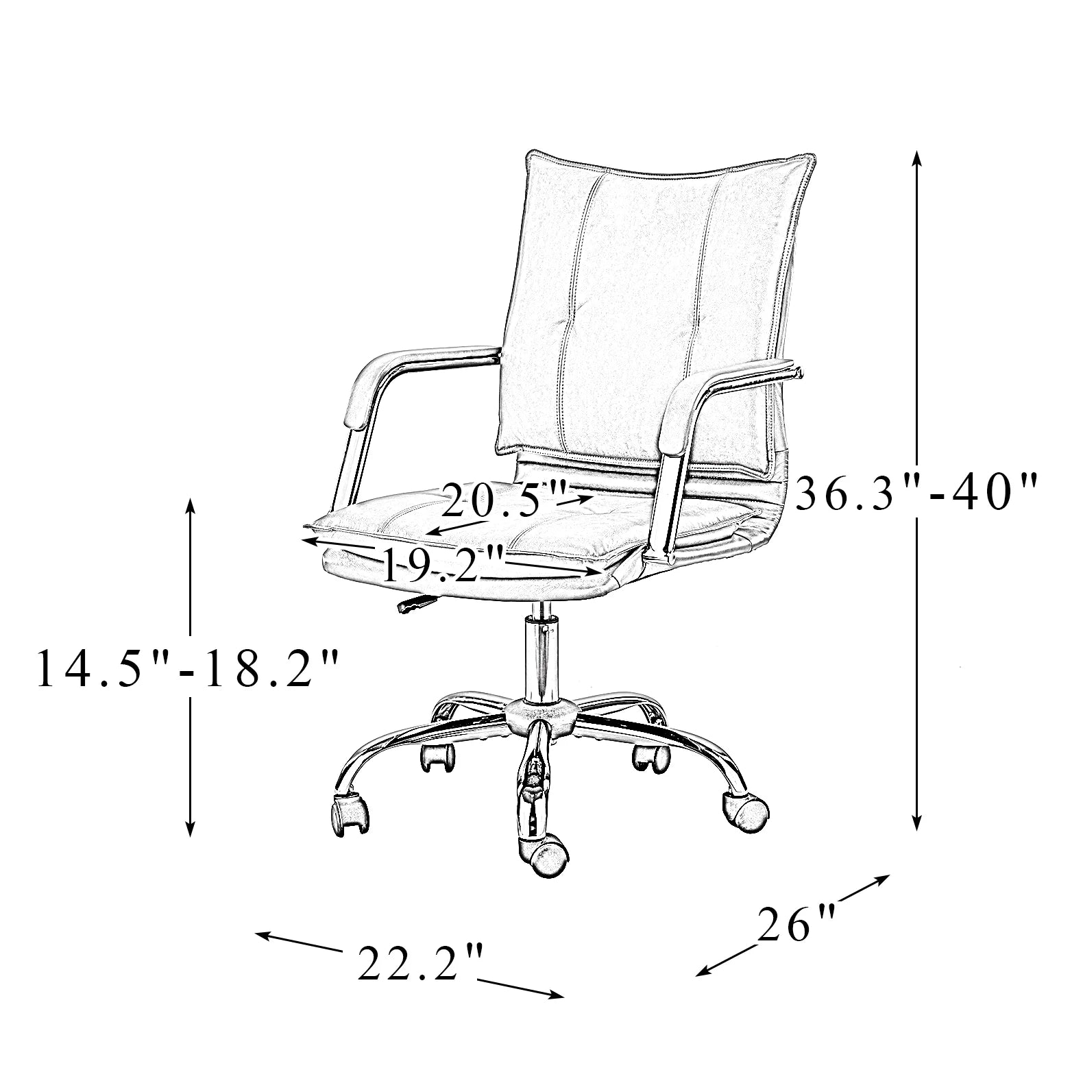 Vegan Leather Home Office Task Chair with Tufted Mid Back and Armrest N83298