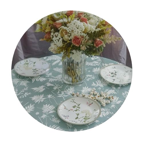 Round Vinyl Fitted Tablecloth with Flannel Backing, Elastic Edge, Waterproof X8595