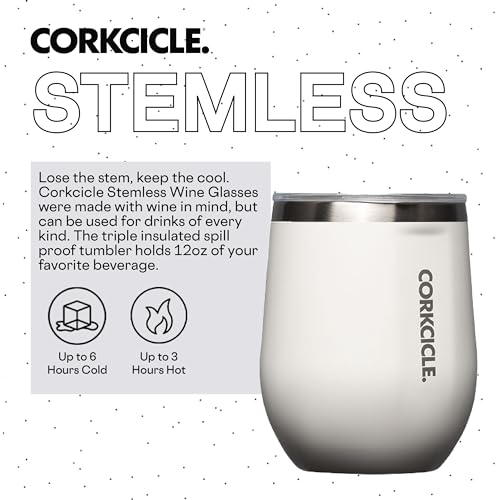 Insulated Stemless Wine Glass Tumbler, 12 oz, Stainless Steel, Powder Blue X9797