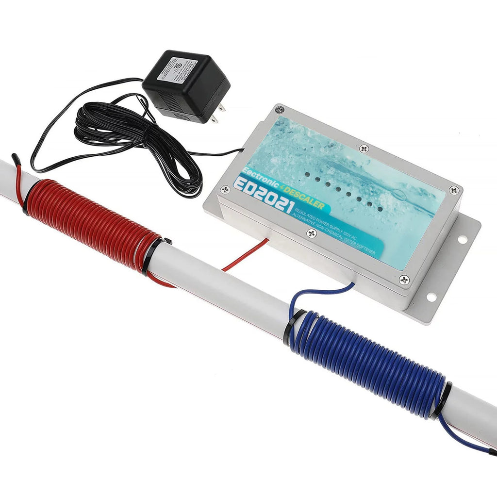 Fundyliue ED2021 Electronic Water Descaler System Alternative Salt Free Water Softener For Whole House Reduces Limescale Prevent Deposits Build-up Hard Water