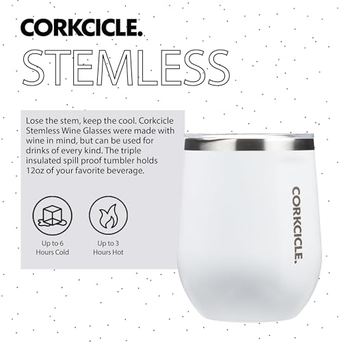 Insulated Stemless Wine Glass Tumbler, 12 oz, Stainless Steel, Powder Blue X9797