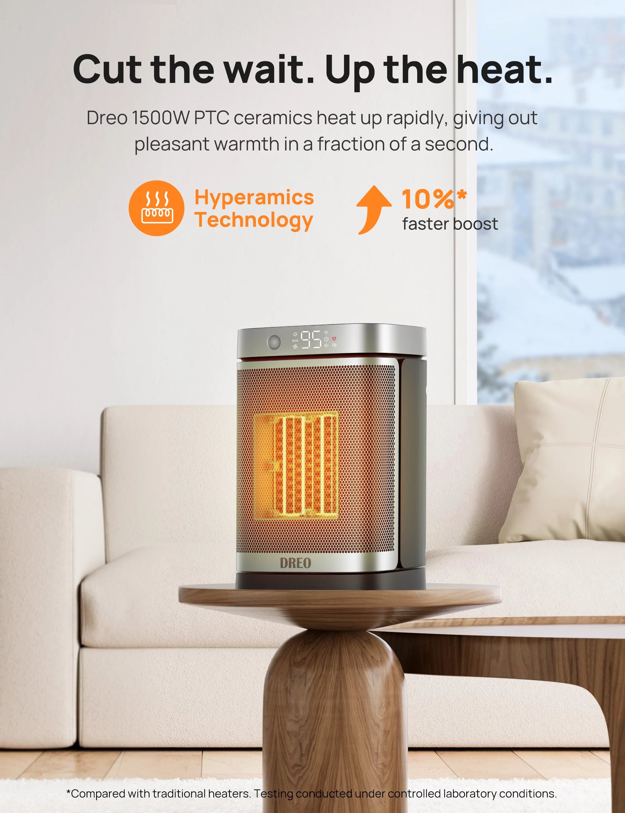 Space Heater with Motion Sensor, 1500W Oscillating, Digital Thermostat, Remote Control Z87925