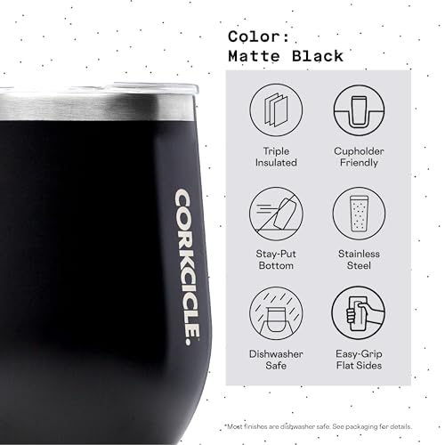 Insulated Stemless Wine Glass Tumbler, 12 oz, Stainless Steel, Powder Blue X9797