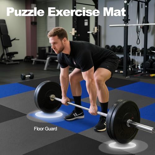 Interlocking Foam Gym Flooring Mat, 1 Inch Thick, 6 Tiles, Black C4472