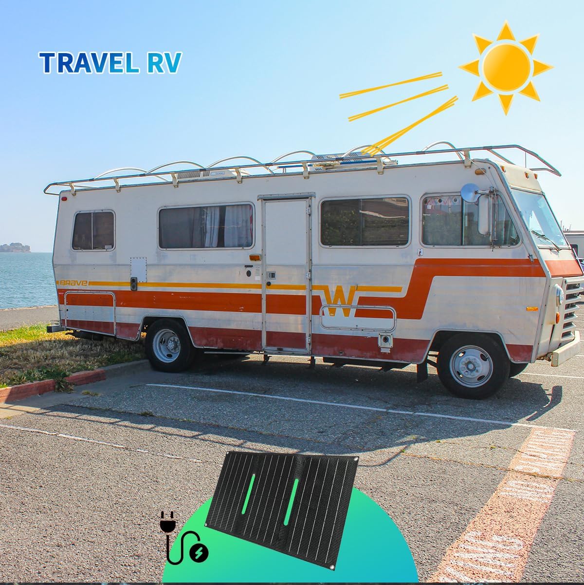 Foldable 30W Solar Panel Battery Charger with USB & DC Output for Camping T647