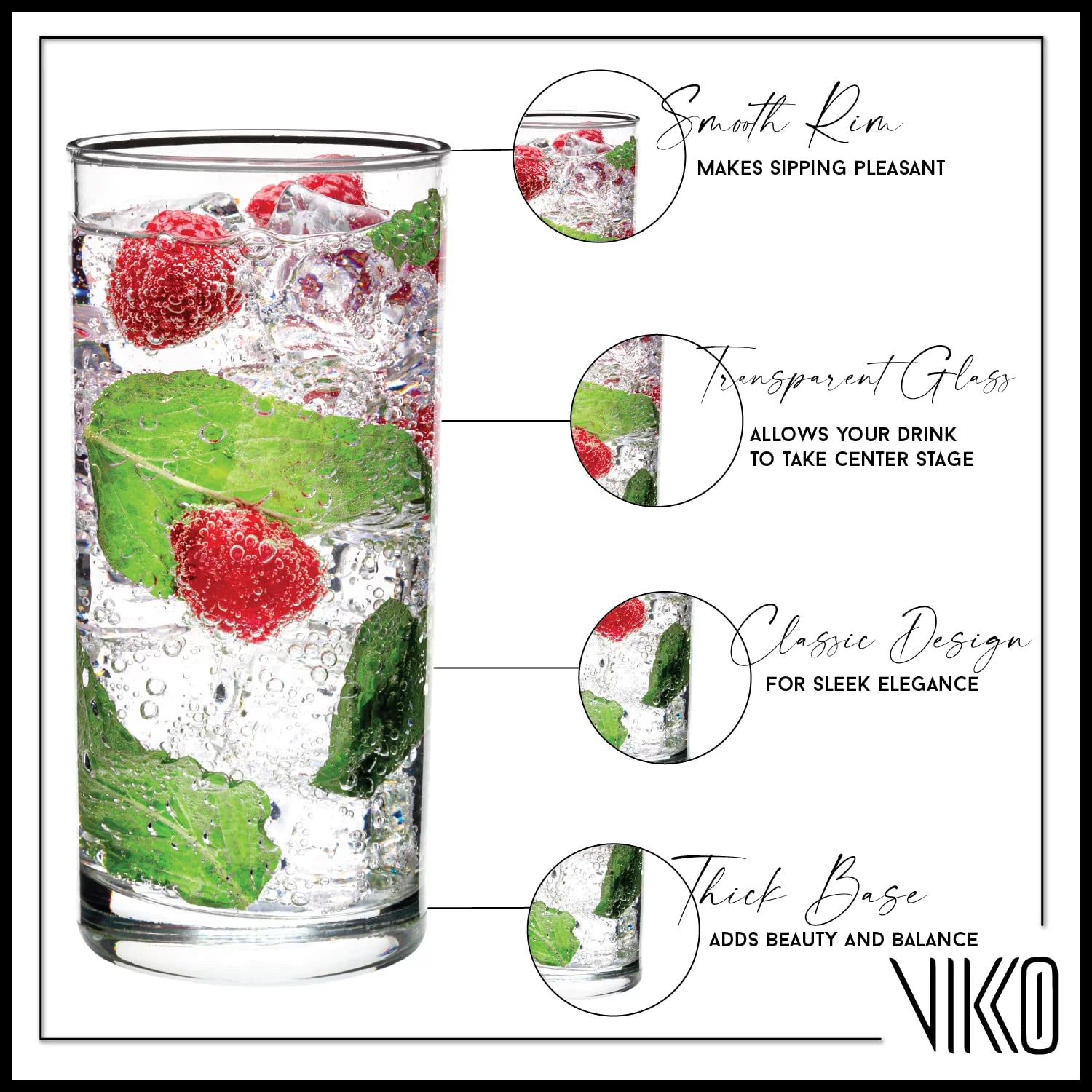 Water Glasses, Set of 12 Drinking Glasses, 12.25 oz Tumbler, Dishwasher Safe O6491