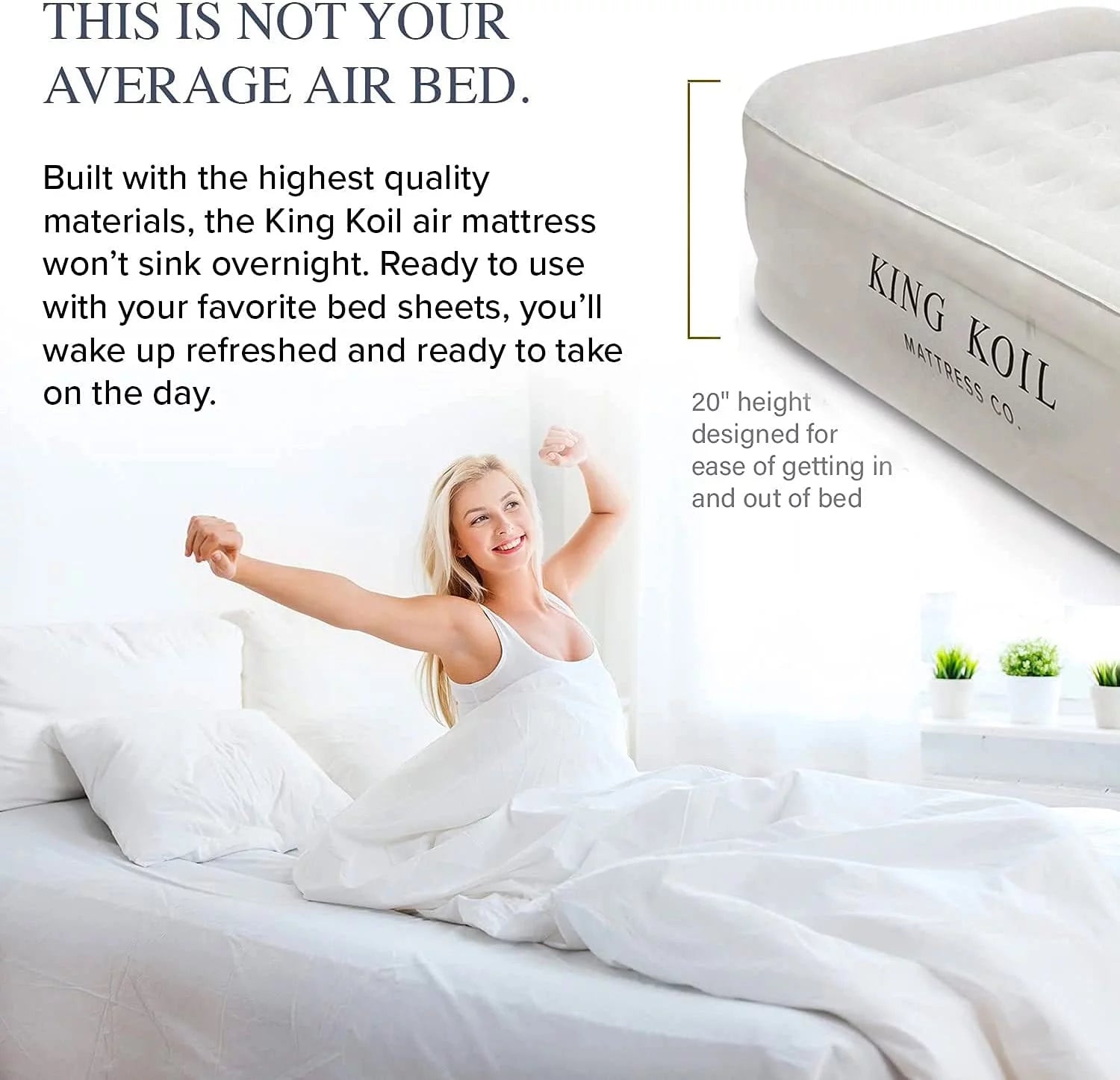 Twin Air Mattress with Built-in Pump, Double High Raised Airbed Z3816