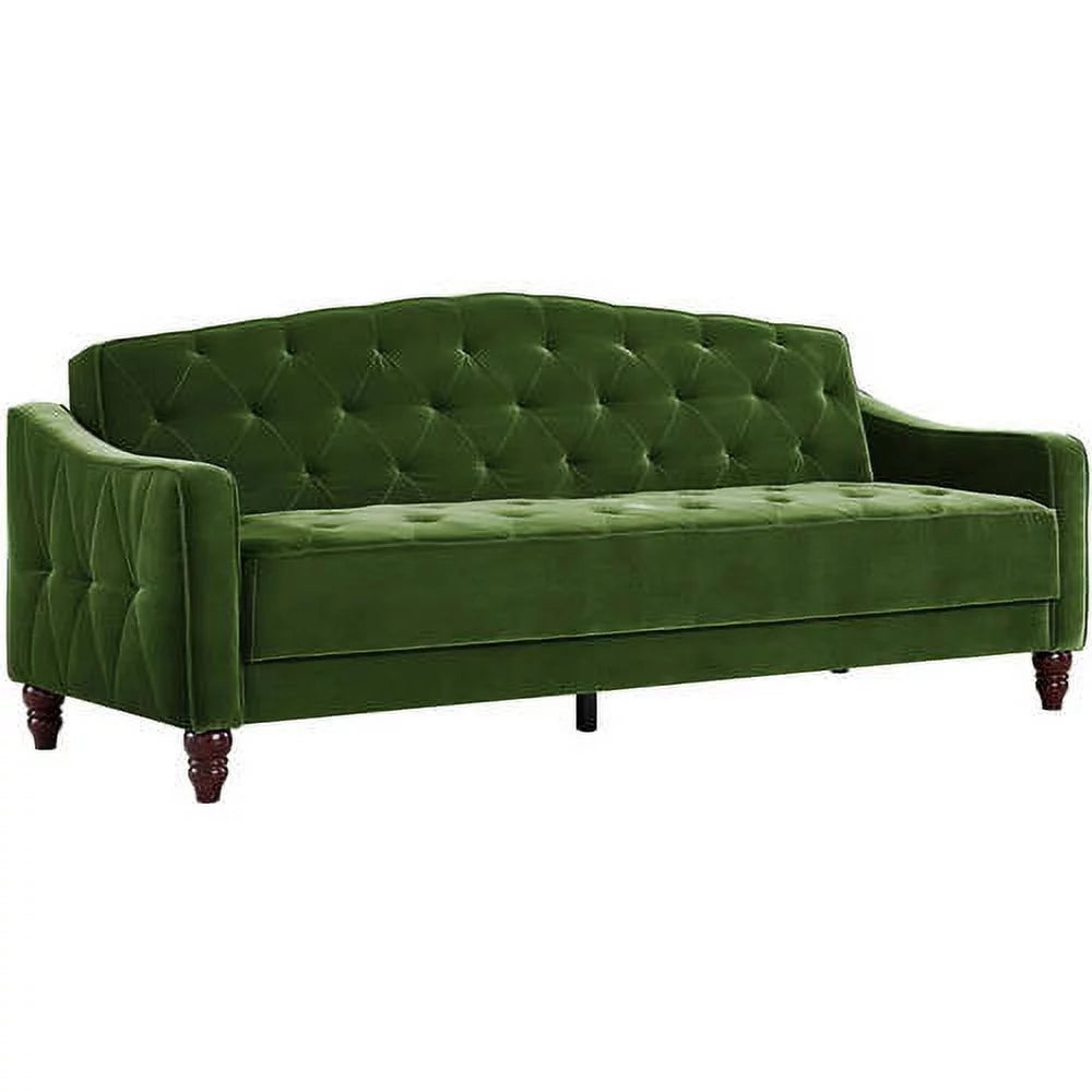 Vintage Tufted Sofa Sleeper, Green Velvet L954601