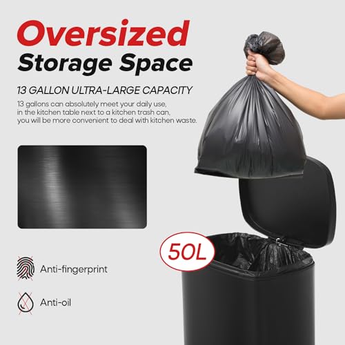Stainless Steel 13 Gallon Step Trash Can for Kitchen and Bathroom S832