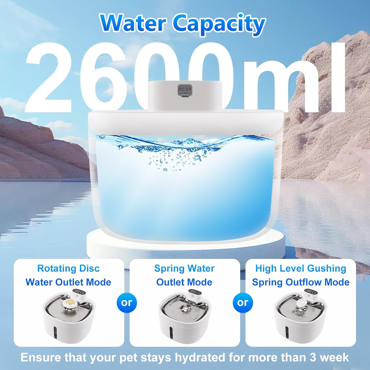 Automatic Dog Water Dispenser with Stainless Steel Tray A90248