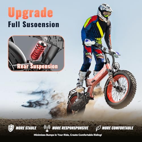 Folding Electric Bike for Adults Full Suspension, 52V 20AH Fat Tire N549125