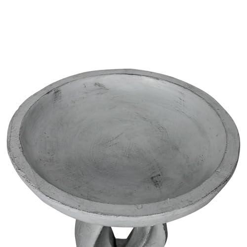 Wood-Look Concrete Bird Bath with Decorative Faux Bird Z69841