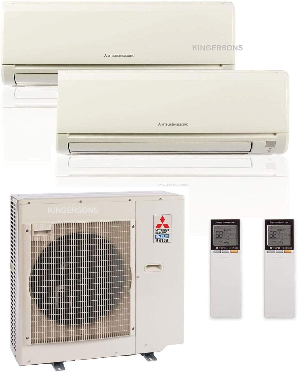 Mitsubishi 30,000 Btu 19 Seer Dual Zone Ductless Mini Split Heat Pump System (AC and Heat) - 12K-18K
