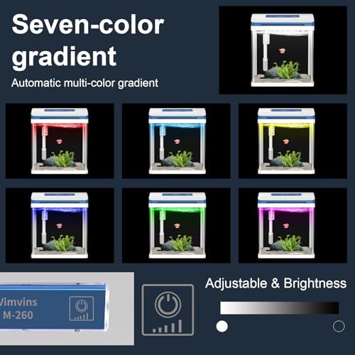Self-Cleaning 2 Gallon Glass Betta Fish Tank Starter Kit with Adjustable Light L706